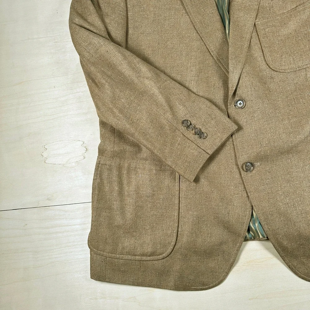 Men's NWOT Kroon 100% Silk Two Button Camel Brown Sport Coat‎ Size 46 R Blazer